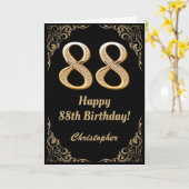 88e Birthday Black en Gold Glitter Lijst Kaart (Gele Bloem)