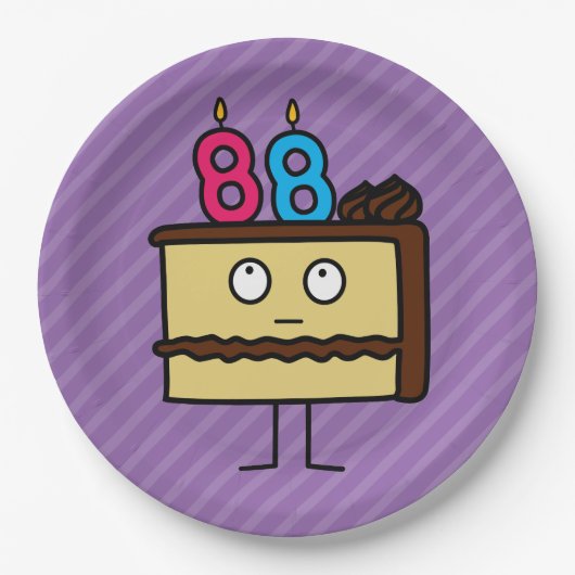 88e Birthday Cake met kaarsen Papieren Bordje (Voorkant)