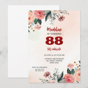 88e bloemenpastel kleuren elegante verjaardag kaart
