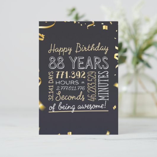 88e geboortecaart - 88 jaar Geweldige Bedankkaart (Staand voorkant)