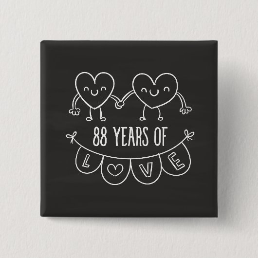 88e Jubileum - Gift Chalk Hearts Vierkante Button 5,1 Cm (Voorkant)