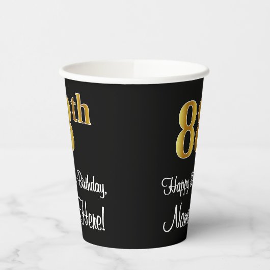 88e verjaardag - Elegante luxe faux gouden look # Papieren Bekers (Links)