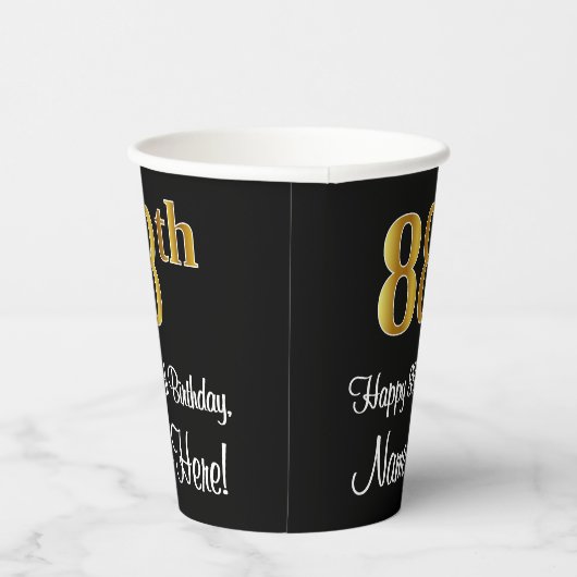 88e verjaardag - Elegante luxe faux gouden look # Papieren Bekers (Rechts)