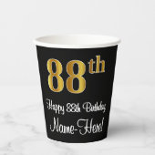 88e verjaardag - Elegante luxe faux gouden look # Papieren Bekers (Voorkant)