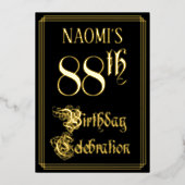 88e verjaardag — Fancy script en aangepaste naam Folie Uitnodiging (Voorkant)