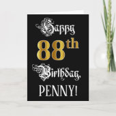88e verjaardag — Fancy script; Faux Gold Kijk; naa Kaart (Voorkant)