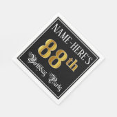 88e verjaardag — Fancy script, Faux Gold look Servet (Hoek)