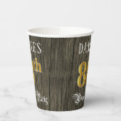 88e verjaardag — Faux Gold & Faux Wood Papieren Bekers (Links)