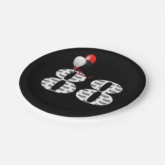 88e verjaardag feestballonnen papieren bordje (Gekanteld)