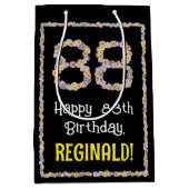 88e verjaardag: Floral Flowers Number, Custom Name Medium Cadeauzakje (Voorkant)