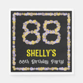 88e verjaardag: Floral Flowers Number, Custom Name Servet (Voorkant)