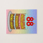 88e verjaardag: Fun Cake and Candles + Custom Name Legpuzzel (Horizontaal)