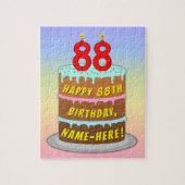 88e verjaardag: Fun Cake and Candles + Custom Name Legpuzzel (Verticaal)