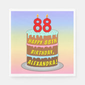 88e verjaardag: Fun Cake and Candles + Custom Name Servet (Voorkant)