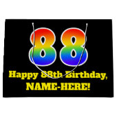 88e verjaardag ~ Fun, kleurrijk, levendig, regenbo Groot Cadeauzakje (Voorkant)