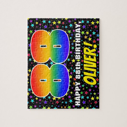 88e verjaardag — Fun, kleurrijk Star Field Pattern Legpuzzel (Verticaal)