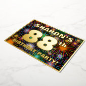 88e verjaardag — Fun, kleurrijke Fireworks-look Folie Uitnodiging (Gedraaid)