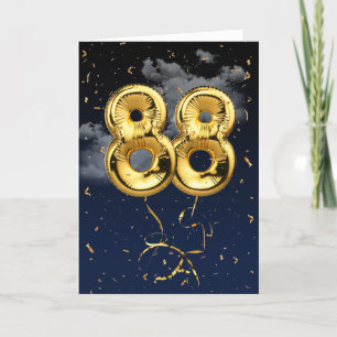 88e verjaardag Gold Mylar ballon en Confetti Card Kaart
