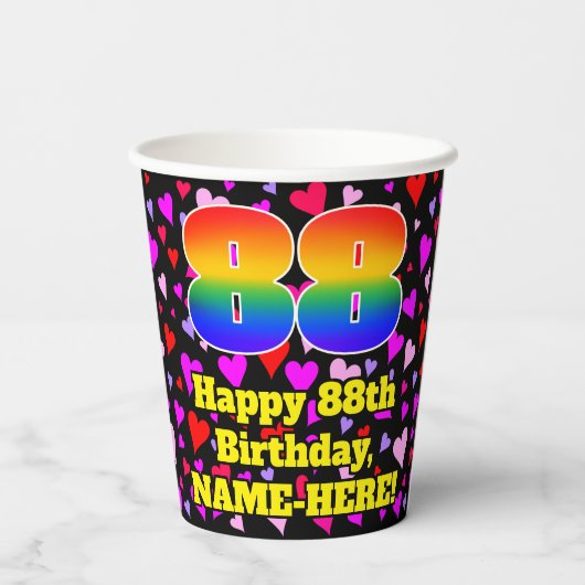 88e verjaardag: Het liefhebbende Kunstpatroon, Reg Papieren Bekers (Achterkant)