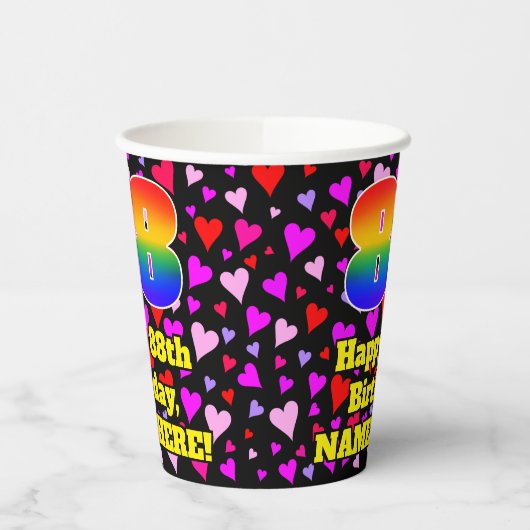 88e verjaardag: Het liefhebbende Kunstpatroon, Reg Papieren Bekers (Links)