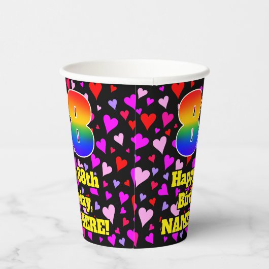 88e verjaardag: Het liefhebbende Kunstpatroon, Reg Papieren Bekers (Rechts)