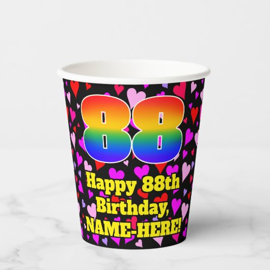 88e verjaardag: Het liefhebbende Kunstpatroon, Reg Papieren Bekers (Voorkant)