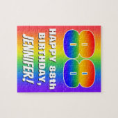 88e verjaardag: kleurrijk, vun regenboogpatroon # legpuzzel (Horizontaal)