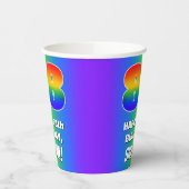 88e verjaardag: kleurrijk, vun regenboogpatroon #  papieren bekers (Links)