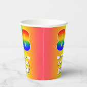 88e verjaardag: kleurrijk, vun regenboogpatroon # papieren bekers (Rechts)