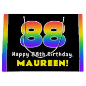 88e verjaardag: kleurrijke regenboog # 88, aangepa groot cadeauzakje (Voorkant)