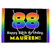 88e verjaardag: kleurrijke regenboog # 88, aangepa groot cadeauzakje (Achterkant)