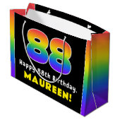 88e verjaardag: kleurrijke regenboog # 88, aangepa groot cadeauzakje (Achterkant Gekanteld)