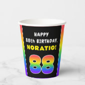 88e verjaardag: kleurrijke regenboog # 88, aangepa papieren bekers (Voorkant)