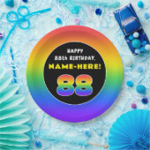 88e verjaardag: kleurrijke regenboog # 88, aangepa papieren bordje (Feest)