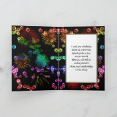 88e verjaardag met regenboogbubbels en vuurwerk kaart (Binnen)