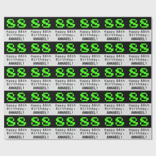 88e verjaardag - Nerdy / Geeky Style "88" en naam Cadeaupapier (Vlak)