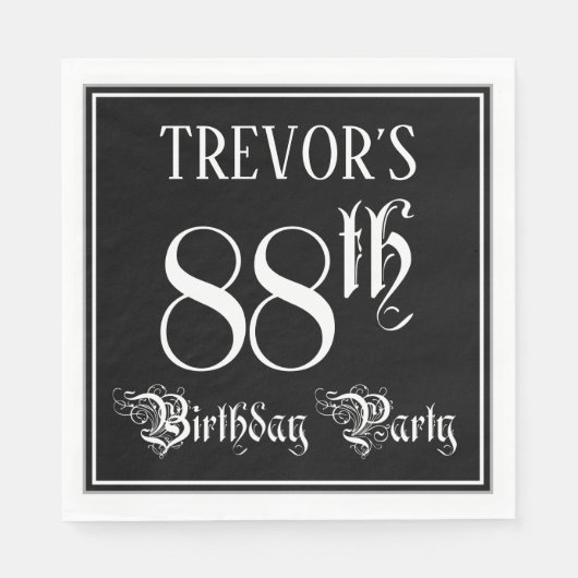 88e verjaardag Partij — Fancy Manuscript + de Naam Servet (Voorkant)