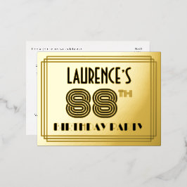 88e verjaardag party ~ Art Deco Style "88" + naam Folie Uitnodiging Briefkaart