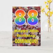 88e verjaardag; rustieke herfstbladeren; regenboog kaart (Gele Bloem)