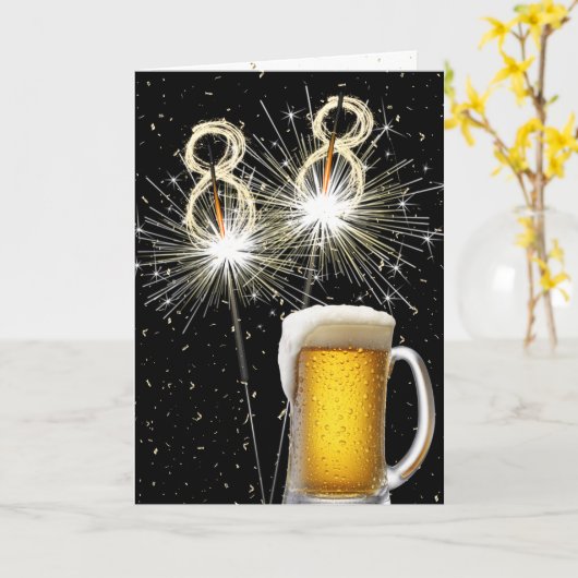 88e Verjaardag Sparklers met Beer Mok Kaart (Gele Bloem)