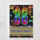 88e verjaardag Uitnodiging op feestdag met bellen (Voorkant)