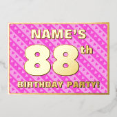 88e verjaardag van de opstand - vuurroze harten en folie uitnodiging (Voorkant)