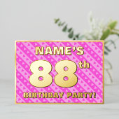 88e verjaardag van de opstand - vuurroze harten en folie uitnodiging (Staand Voorkant)