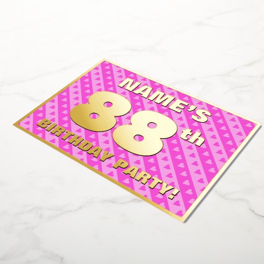 88e verjaardag van de opstand - vuurroze harten en folie uitnodiging (Gedraaid)