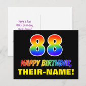 88e verjaardag: Vet, Vun, Eenvoudig, Regenboog 88 Briefkaart (Voorkant / Achterkant)