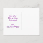 88e verjaardag: Vet, Vun, Eenvoudig, Regenboog 88 Briefkaart (Achterkant)