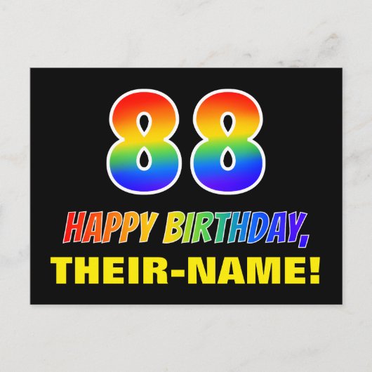 88e verjaardag: Vet, Vun, Eenvoudig, Regenboog 88 Briefkaart (Voorkant)