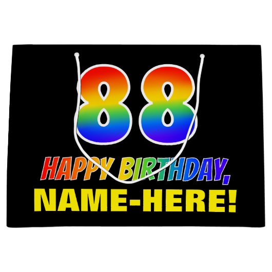 88e verjaardag: Vet, Vun, Eenvoudig, Regenboog 88 Groot Cadeauzakje (Voorkant)