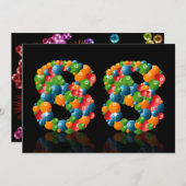 88e verjaardagsfeest, met bubbels en ballen kaart (Voorkant / Achterkant)
