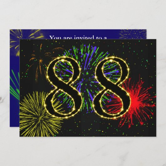 88e verjaardagsfeest uitnodigen kaart (Voorkant / Achterkant)